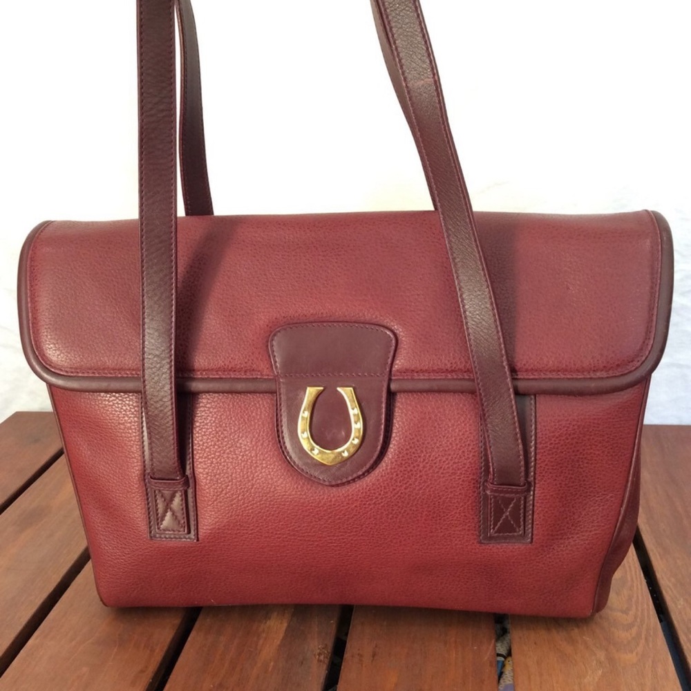 Vintage Gucci Oxblood Shoulder Bag – Horseshoe Logo, Suede/Leather, Made in Ital